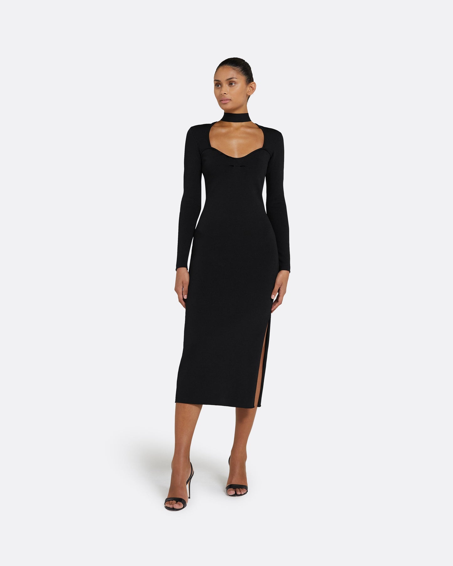 Paricia Black Knit Midi Dress