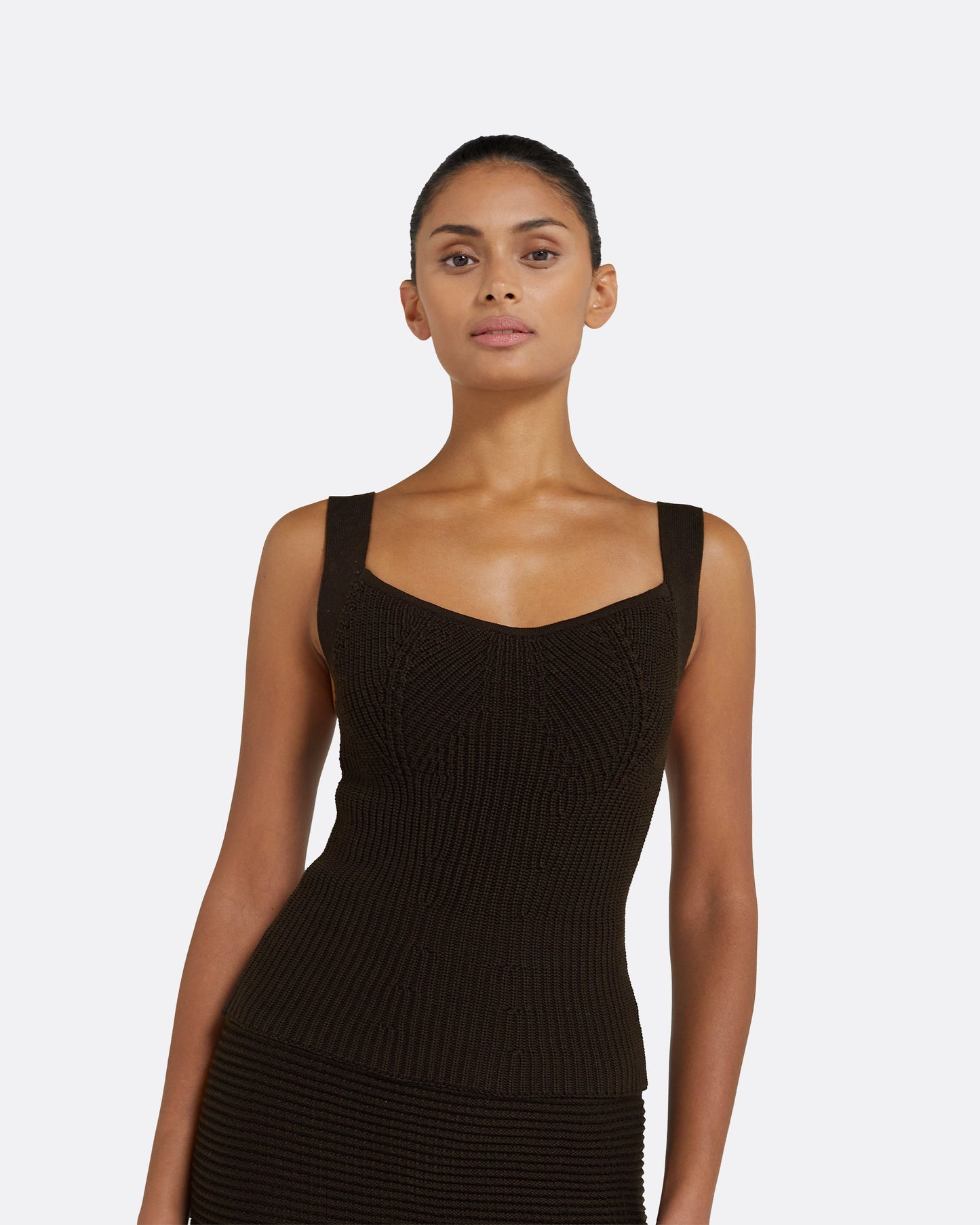 Amal Dark Mocha Crochet Top