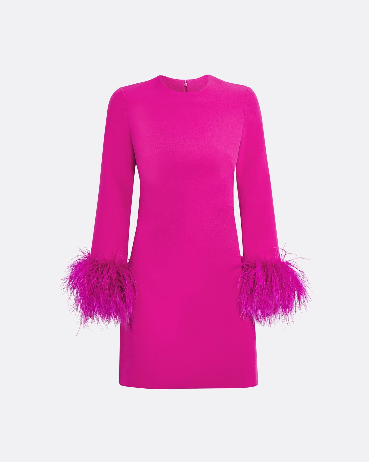 Rena Wild Strawberry Feather-Trimmed Short Dress