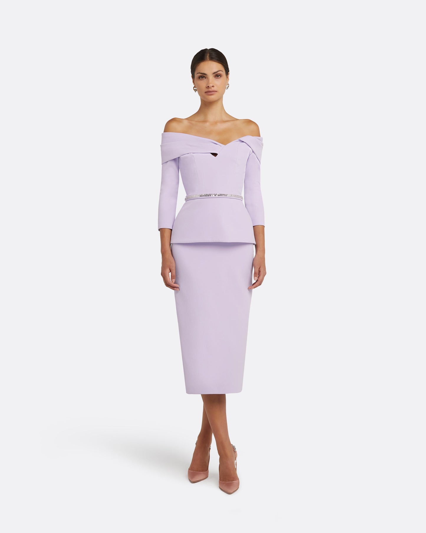 Tinsley Verbena Midi Dress With Embroidered Belt