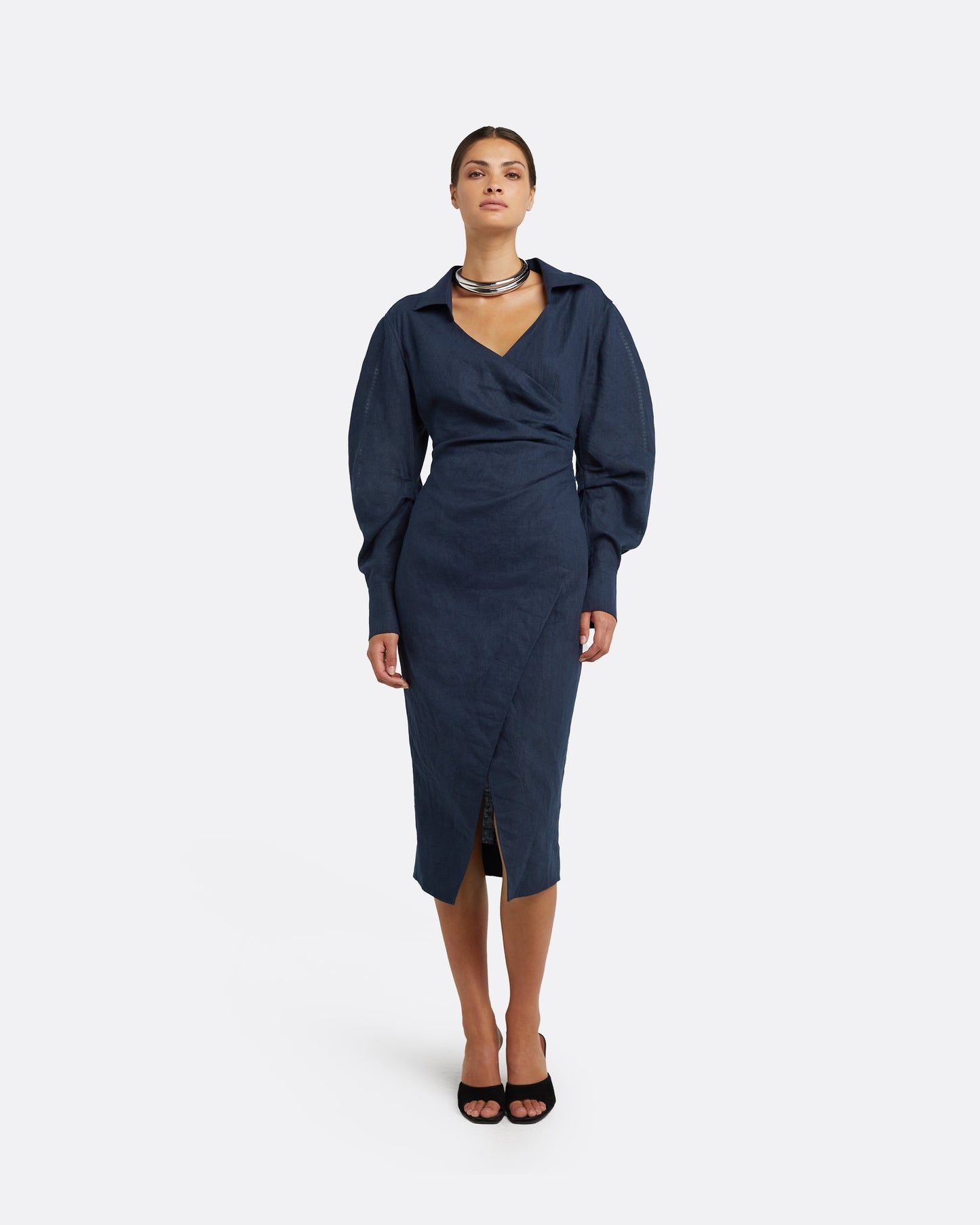 Oriana Navy Midi Dress