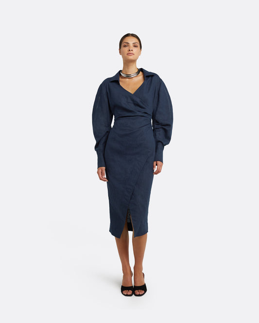 Oriana Navy Midi Dress