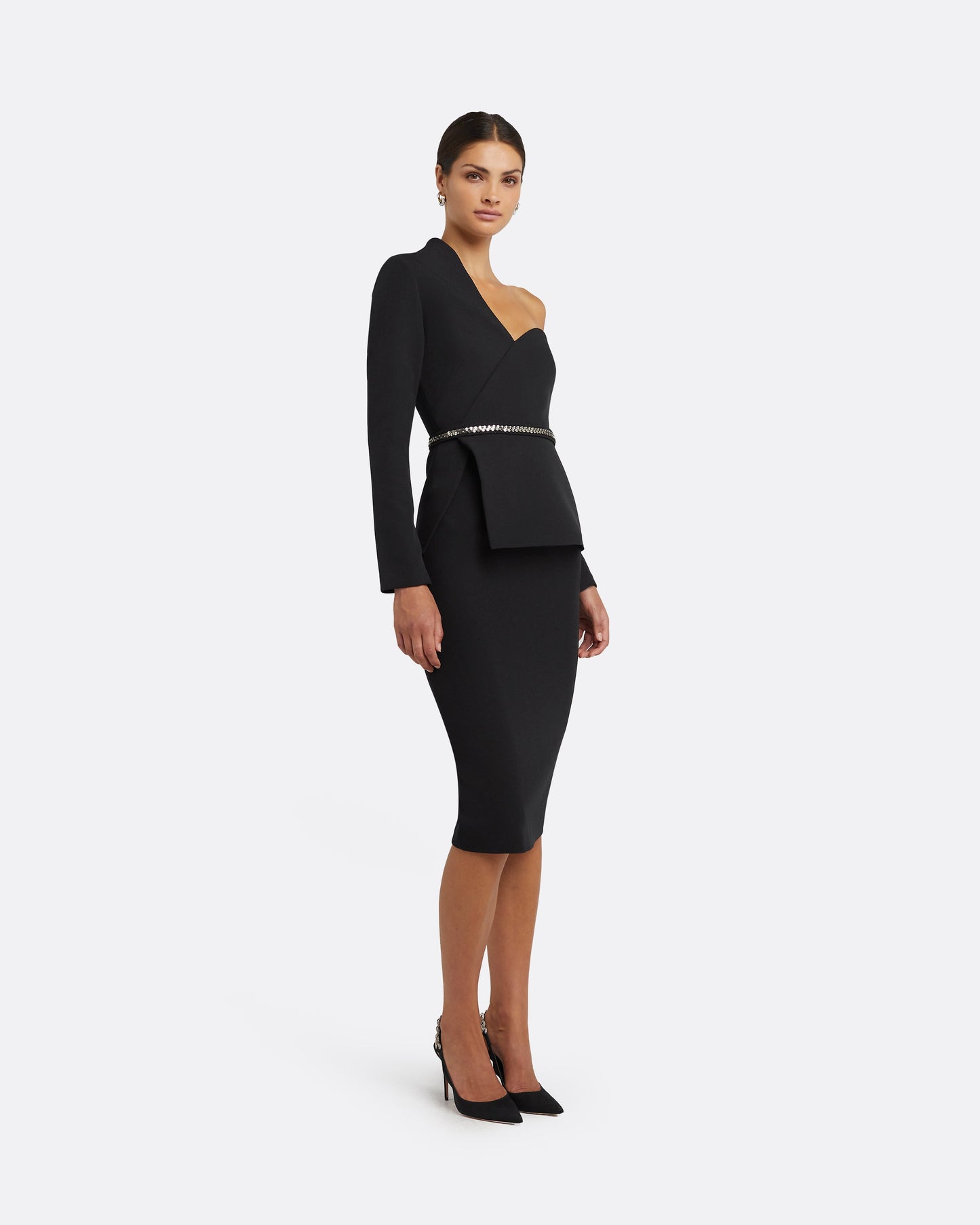 Brielle Black Top With Embroidered Belt