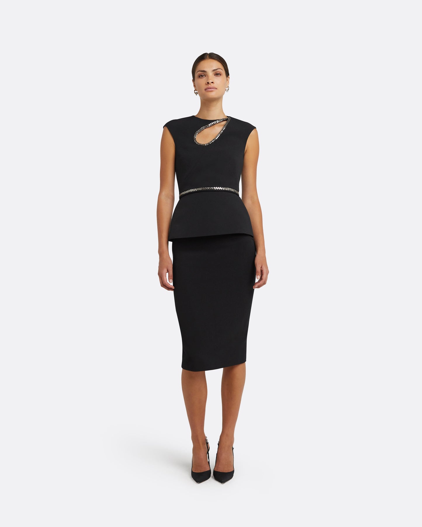 Carina Black Top With Embroidered Belt