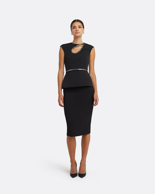 Carina Black Top With Embroidered Belt