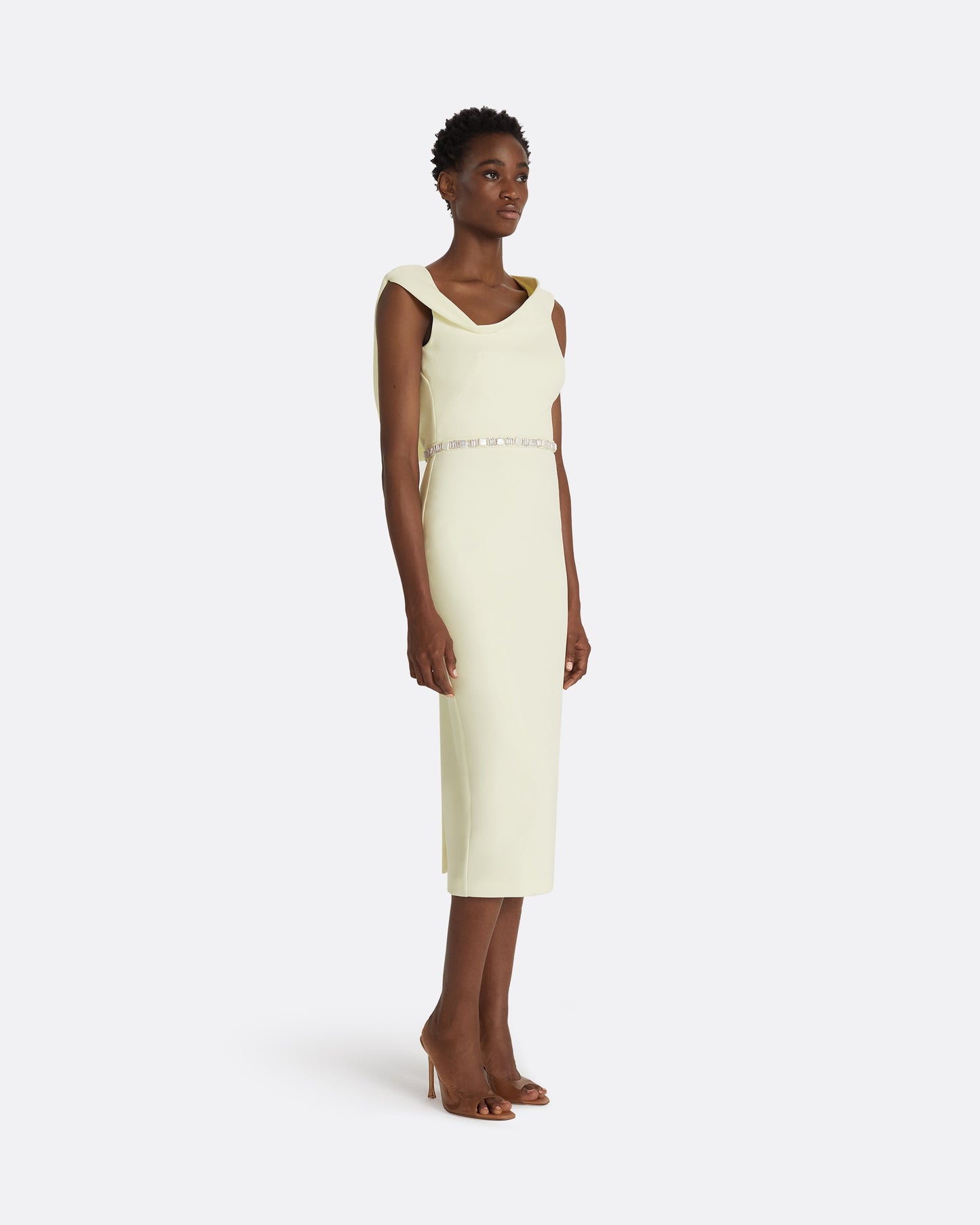 Koral Sorbet Midi Dress With Embroidered Belt