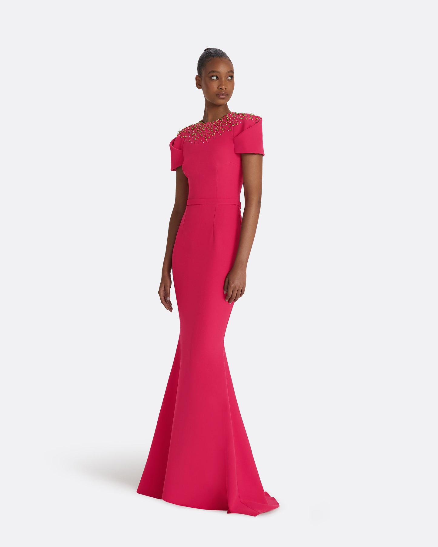 Delina Raspberry Long Dress