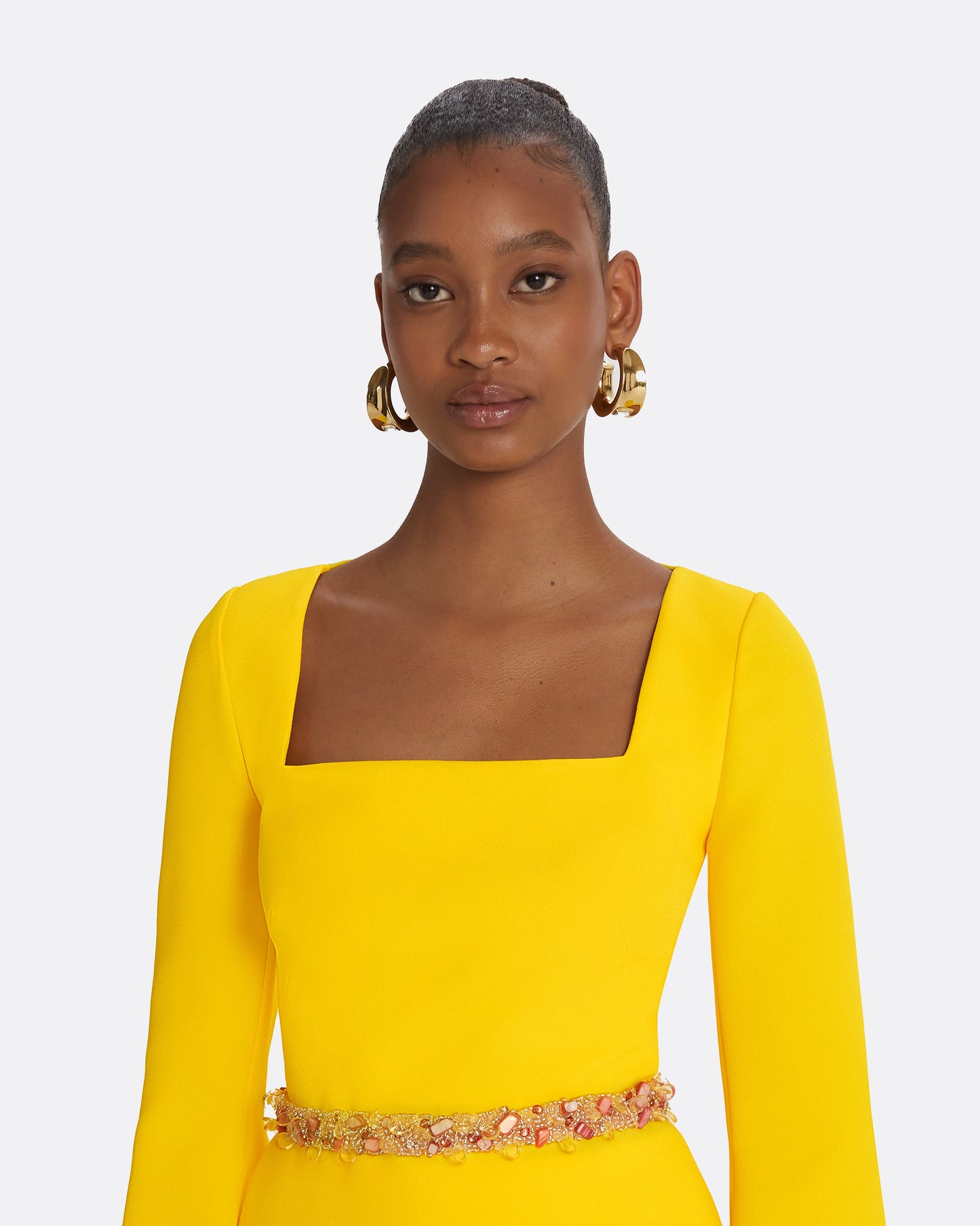 Reya Sunshine Yellow Top With Embroidered Belt